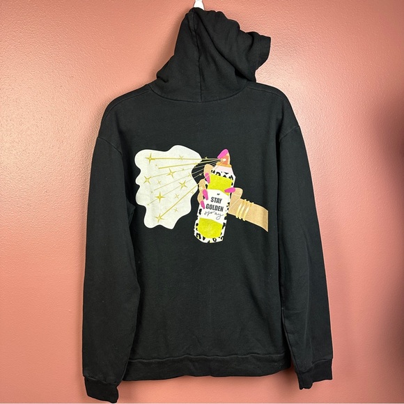 Goldsheep Tops - Goldsheep Black Stay Golden Zip Up Hoodie with kangaroo pocket size 2X Spray Can